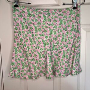 Zara Floral Pink and Green Summer Mini Skirt. Women's Medium